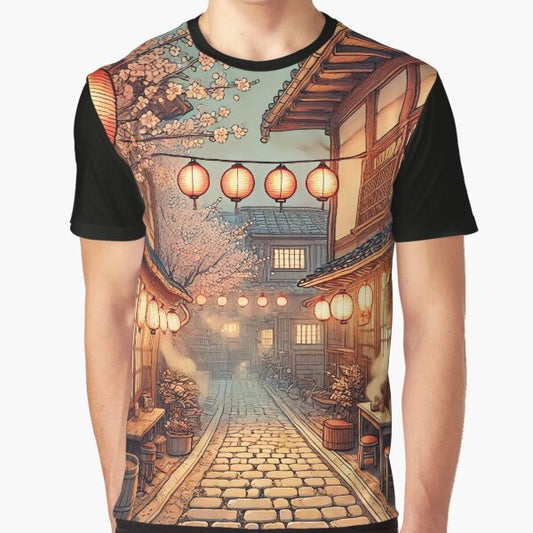 "Lofi Chill Lantern Cozy Japanese Street " Graphic T-Shirt by DreamCraze