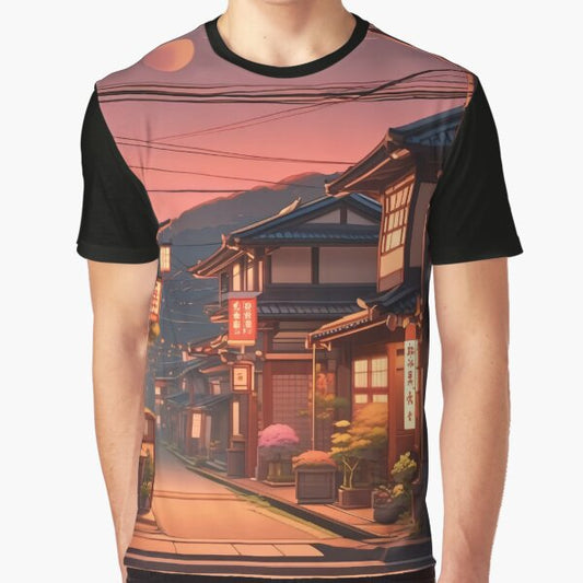 "Cozy Lofi Japanese Town Street " Graphic T-Shirt for Sale by DreamCraze