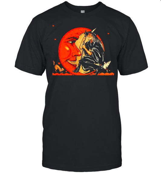Great Vintage Witch And Moon Halloween T shirt