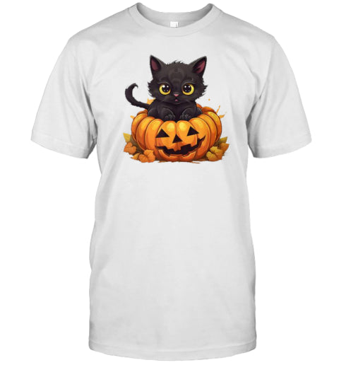 Halloween Black Cat Pumpkin Spooky Kitty Boys Girls T Shirt