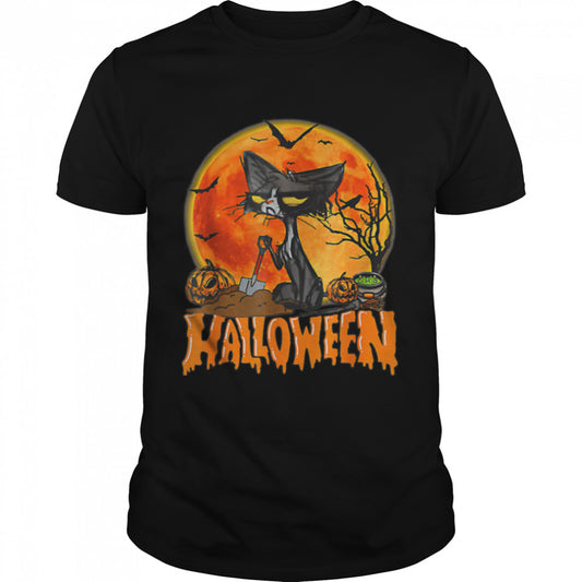 Halloween Cat Ghost Lover Shirt, Black Cat Spooky Season T Shirt B0BBH89PNQ