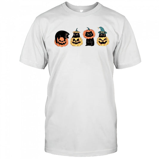 Halloween Cat &amp; Pumpkin T Shirt