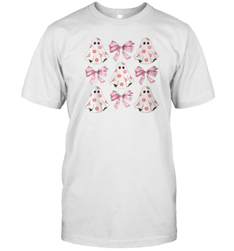 Halloween Coquette Pink Bow Ghost T Shirt