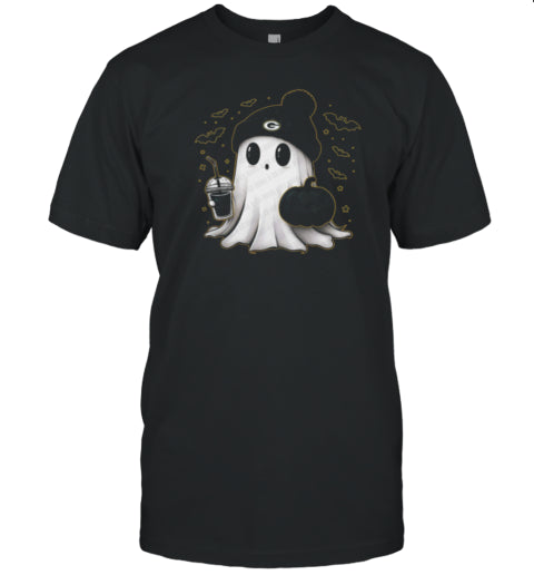 Halloween Green Bay Packers NFL Football Fan Ghost With Pumpkin T Shirt