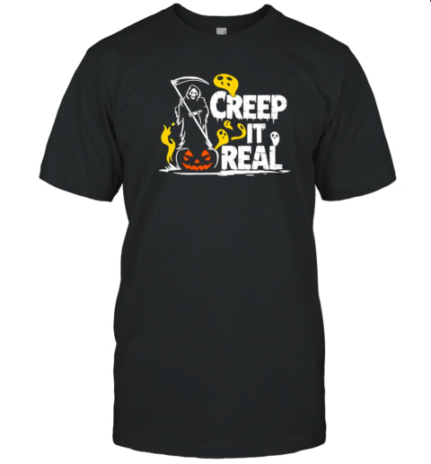 Halloween grim reaper creep it real T Shirt