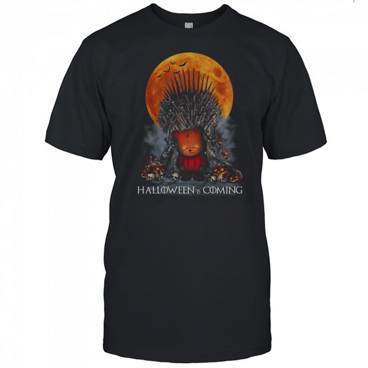 Halloween Is Coming Game Of Thrones Parody Iron Throne Pumpkin Skull Bear T Shirt