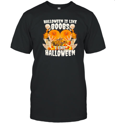 Halloween Is Like Boobs I Like Halloween Retro T Shirt