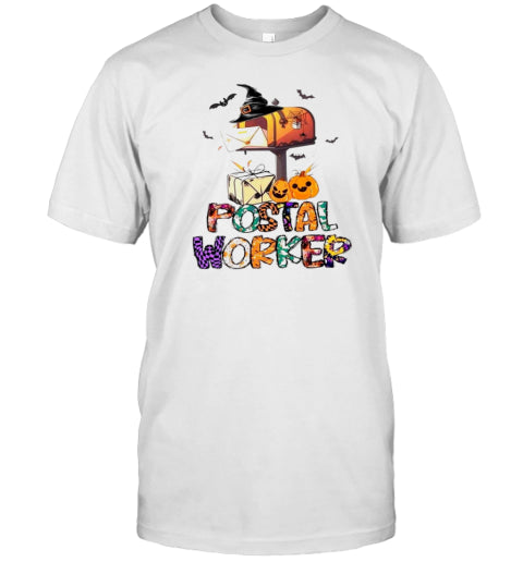 Halloween Postal Worker Mailbox Witch Hat Pumpkins T Shirt