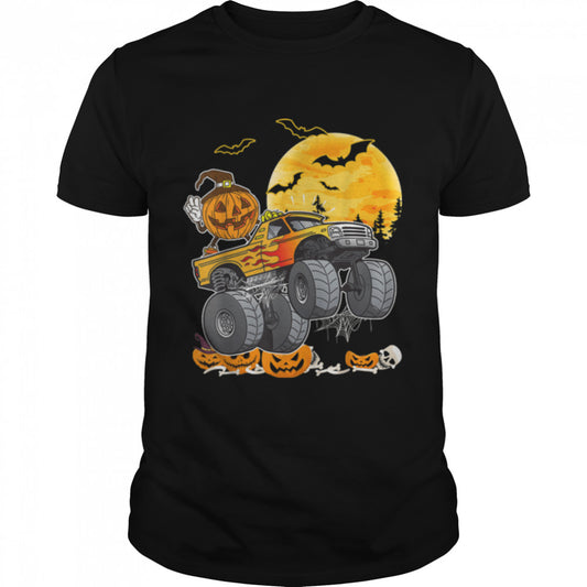 Halloween Pumpkin Monster Truck Funny Halloween Costume T Shirt B0B7JMN8W9