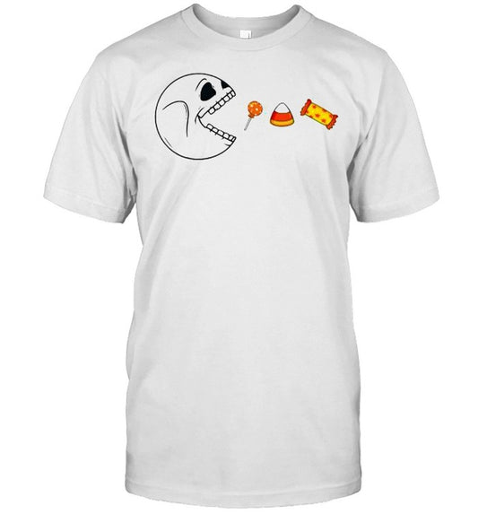 Halloween Skeleton Eats Candy T Shirt