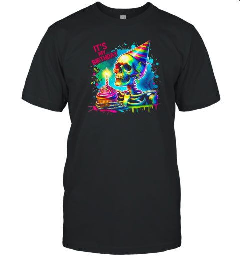 Halloween Skeleton It&#39;s My Birthday Costume Party Cake T Shirt