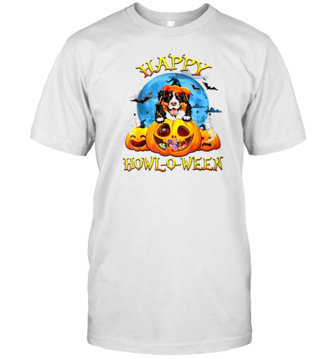 Happy Halloween Bernese Mountain With Moon Pumpkin Dog Lover T Shirt