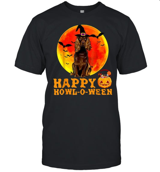 Happy Halloween Cocker Spaniel Dog Jack O Lantern Pumpkin Blood Moon T Shirt