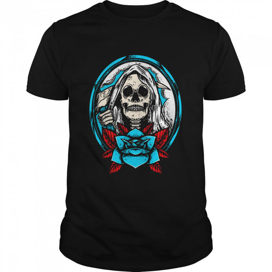 Happy Halloween Skull With Blue Roses shirt