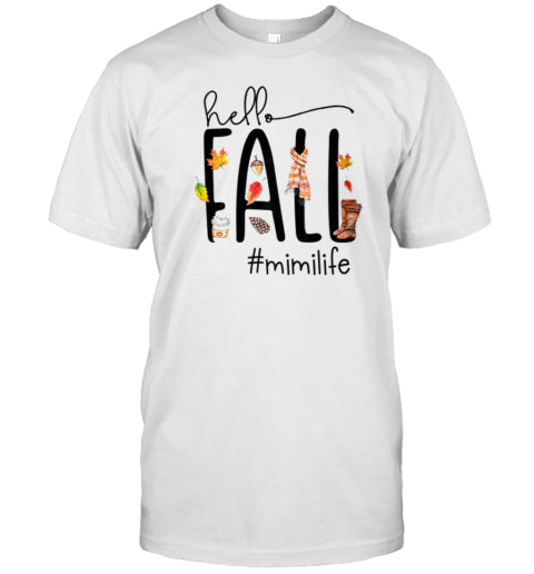 Hello Fall Mimi Life Cute Halloween Autumn Grandma T Shirt
