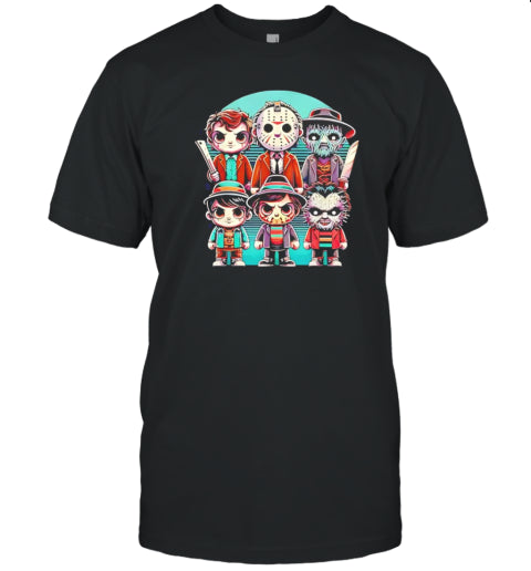 Horror movie chibi characters Halloween T Shirt
