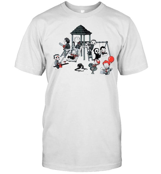 Horror Movie Chibi Friends Horror Park Playing Happy Halloween shirt