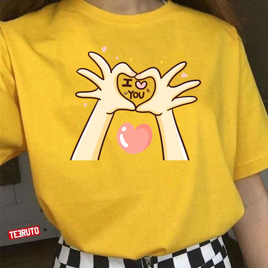 I Love You Valentine's Day Hands Making Heart Unisex T Shirt