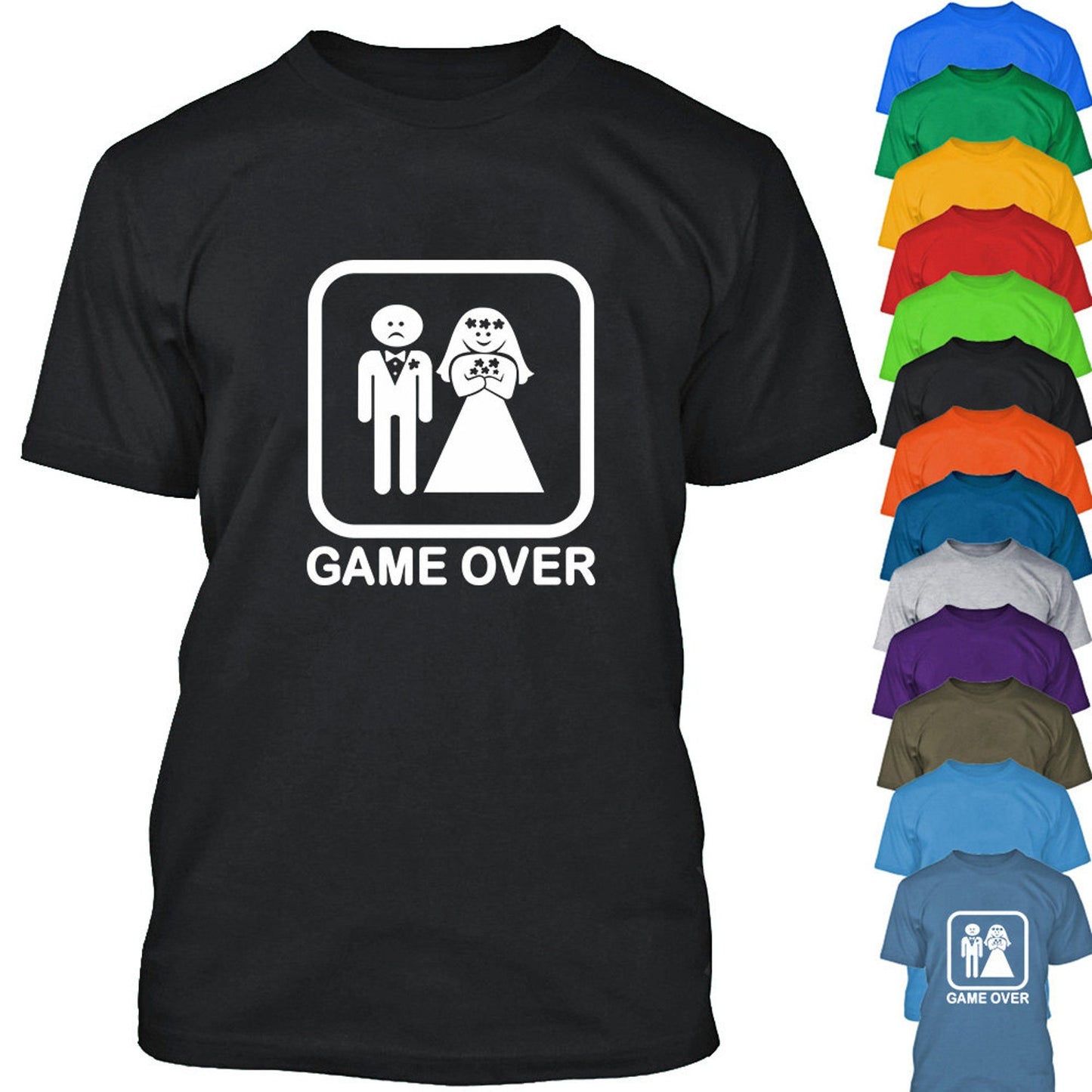 Game Over Wedding T-Shirt | Funny Gamer Newlywed Tee | Unique Couple Gift