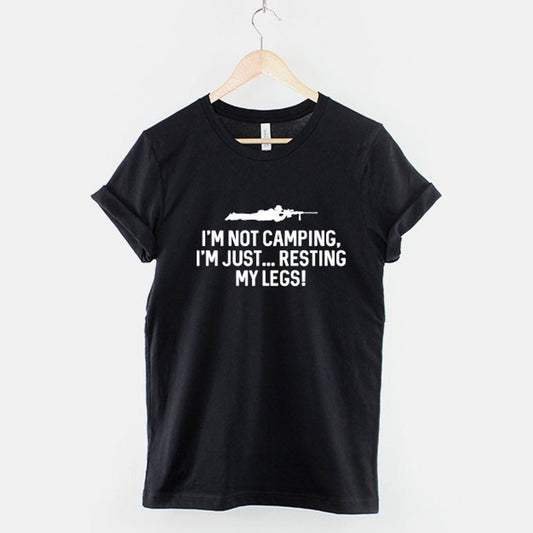 I'm Not Camping Resting My Legs T-Shirt | Funny Gamer Tee | Retro Gaming Apparel