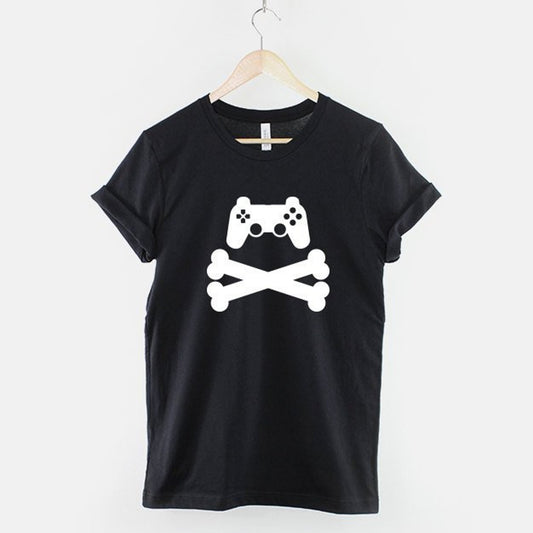 Game Pad Cross Bones T-Shirt | Gamer Gaming Tee | Retro Video Game Apparel