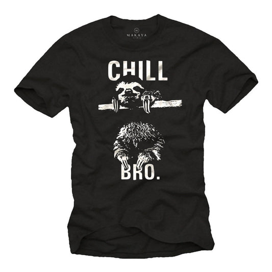 Chill Bro Natural Born Chiller T-Shirt | Funny Sloth Tee | Geek Gamer Nerd Gift