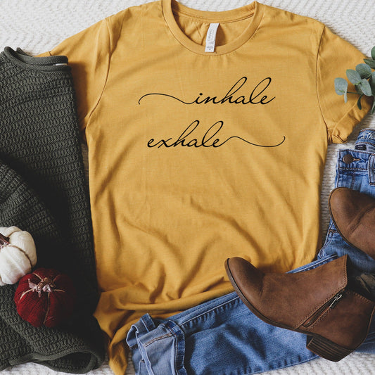 Inhale Exhale Shirt: Motivational Shirts for Women, Inspirational Positive Yoga Relax Shirt Gift