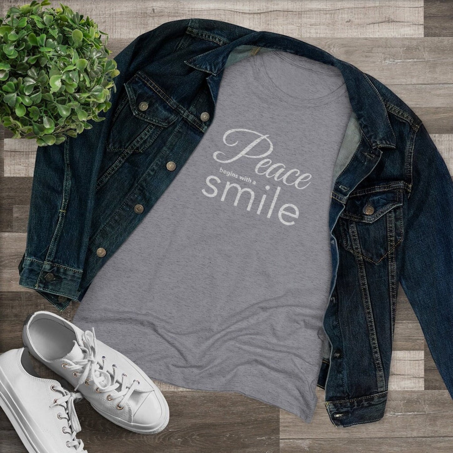 Feminine Soft Tri-Blend Peace Graphic Tee | Slim Fit Yoga Inspirational Shirt