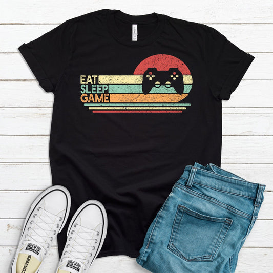 Eat Sleep Game T-shirt | Funny Video Game Player Shirt | Gamer Dad Tshirt