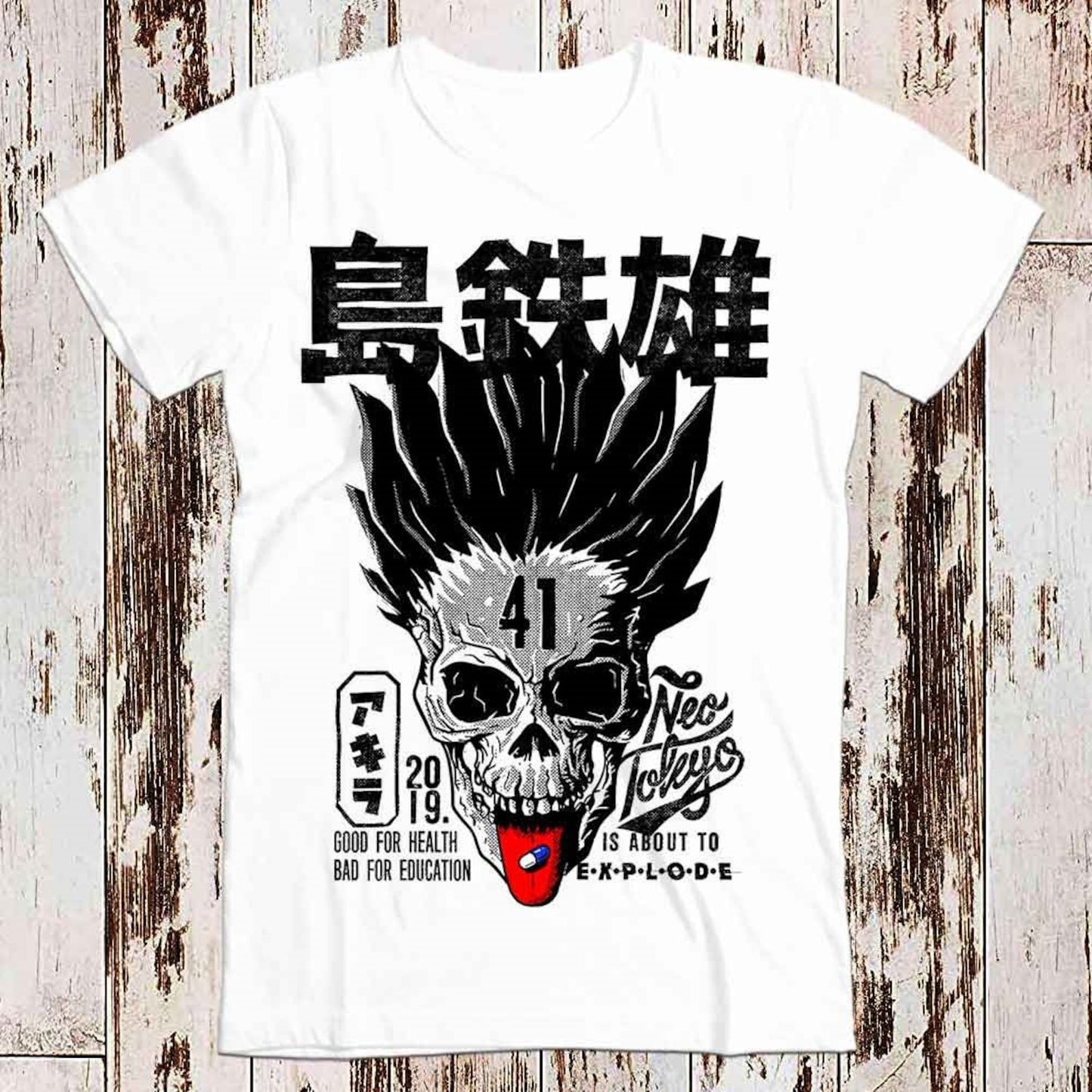 Akira Neo Tokyo Good for Health Bad for Education Anime Manga T Shirt Meme Gift Vintage Unisex Gamer Cult Movie Music Adult Top Tee 8027