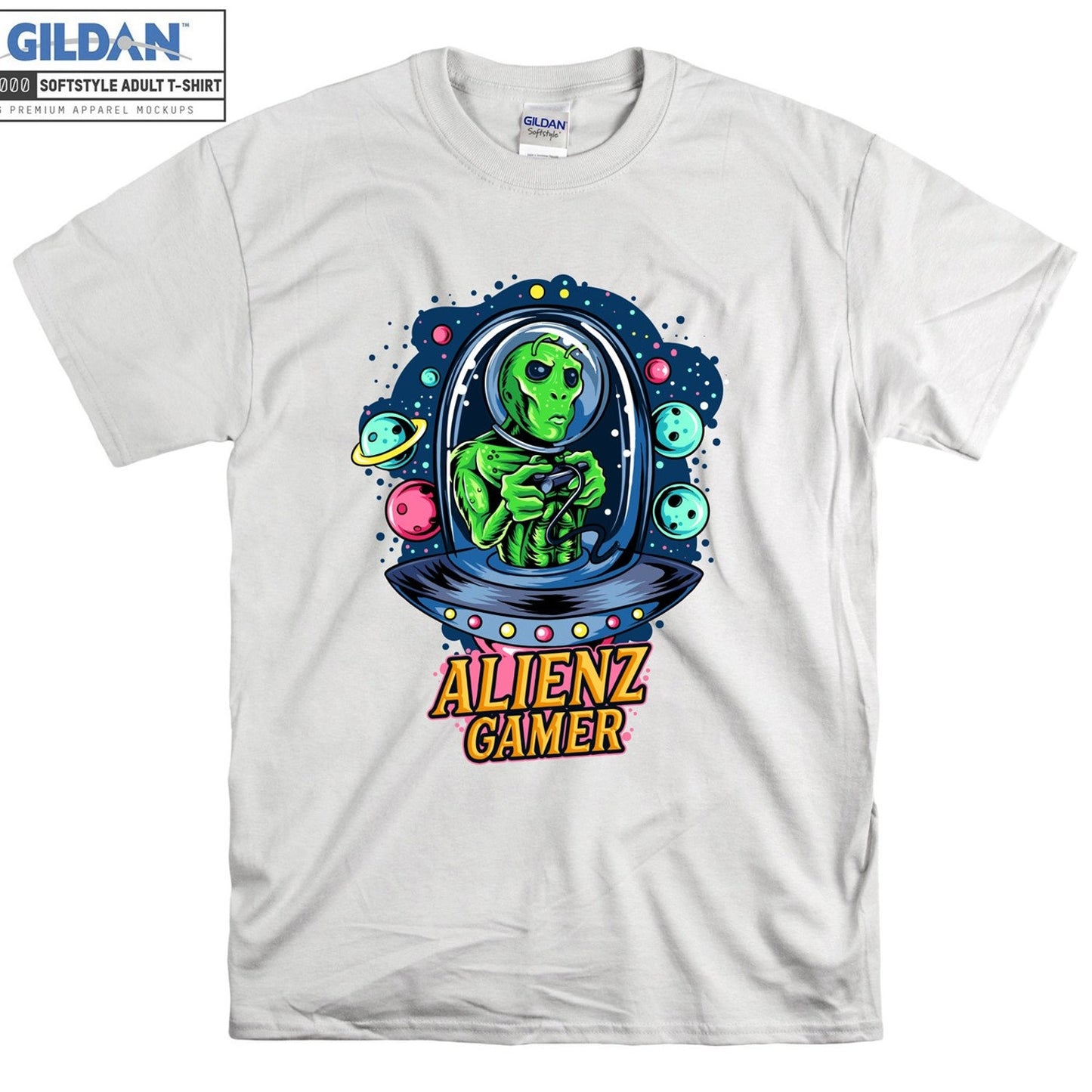 Alienz Gamer T-shirt Funny Alien Space T shirt Tshirt Oversized S M L XL XXL 3XL 4XL 5XL Men Women Unisex D3417