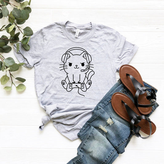 Gamer Cat Shirt | Funny Cat Shirt | Cute Cat Tee | Gamer Dad Birthday Shirt