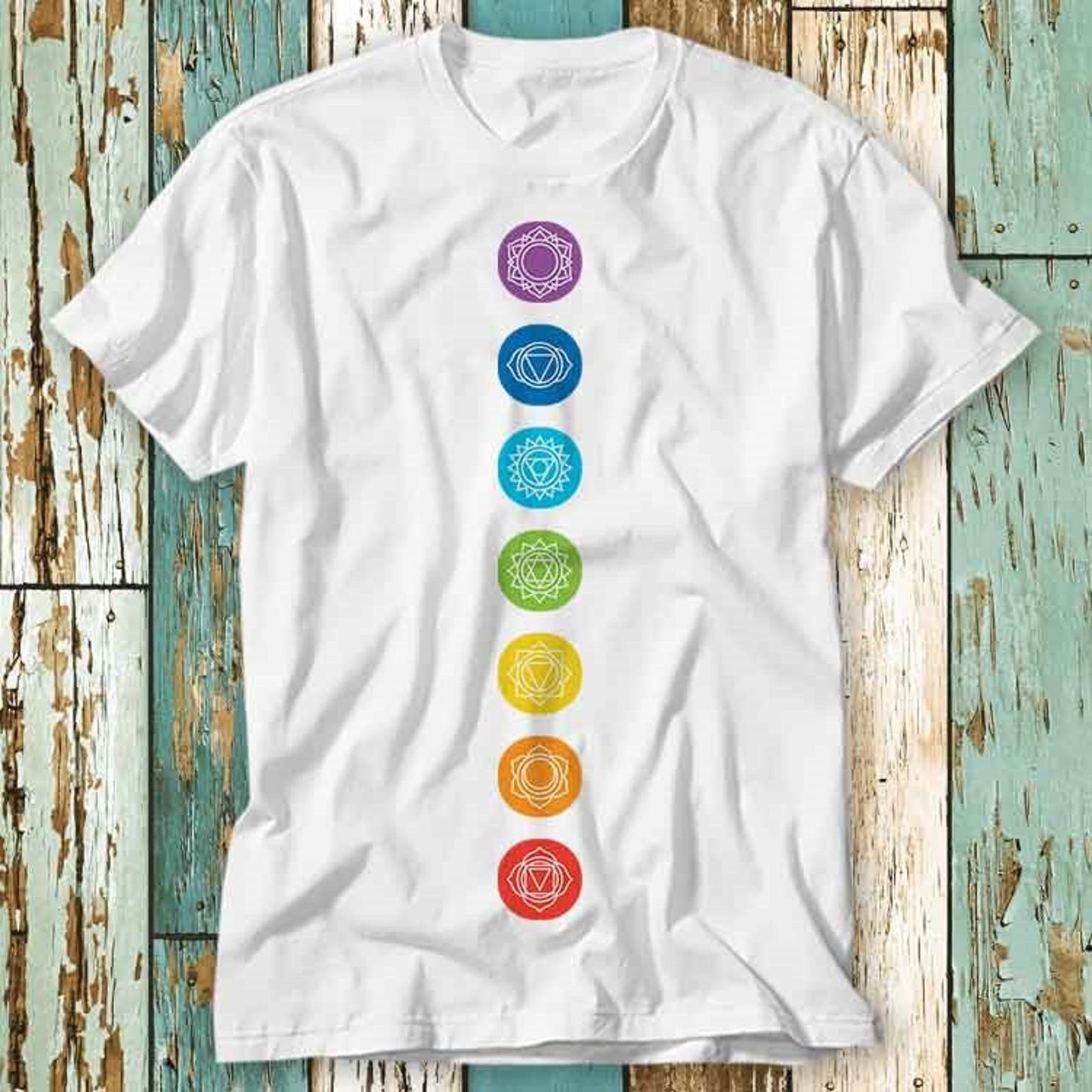 7 Chakra Spiritual Meditation Yoga T Shirt: Psychedelic Namaste Tee for Unisex