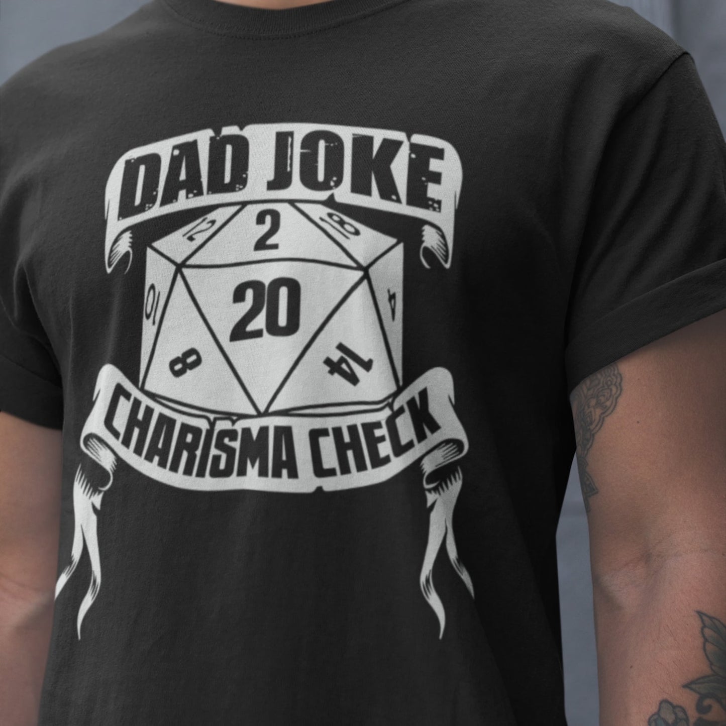 Dad Joke Charisma Check Shirt, D20 Shirt, Graphic Art Tees, D20 Dice Tees, DnD Shirt, Role Playing Game, DnD Fan, Gamer Shirt, Tabletop RPG