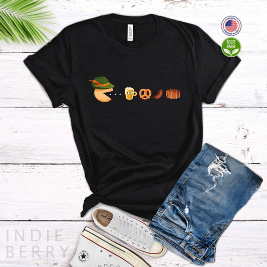 Oktoberfest Pac-Man Gamer T-Shirt | Funny Beer Fest Tee | Retro Gaming Apparel