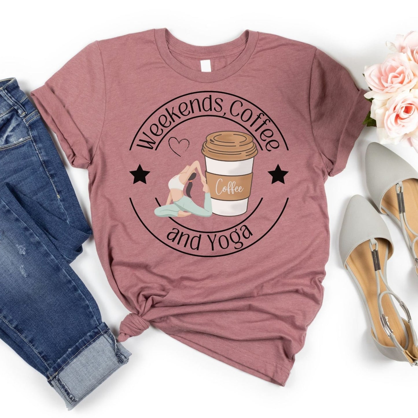 Weekends Coffee & Yoga T-Shirt for Women | Yoga Instructor Gift