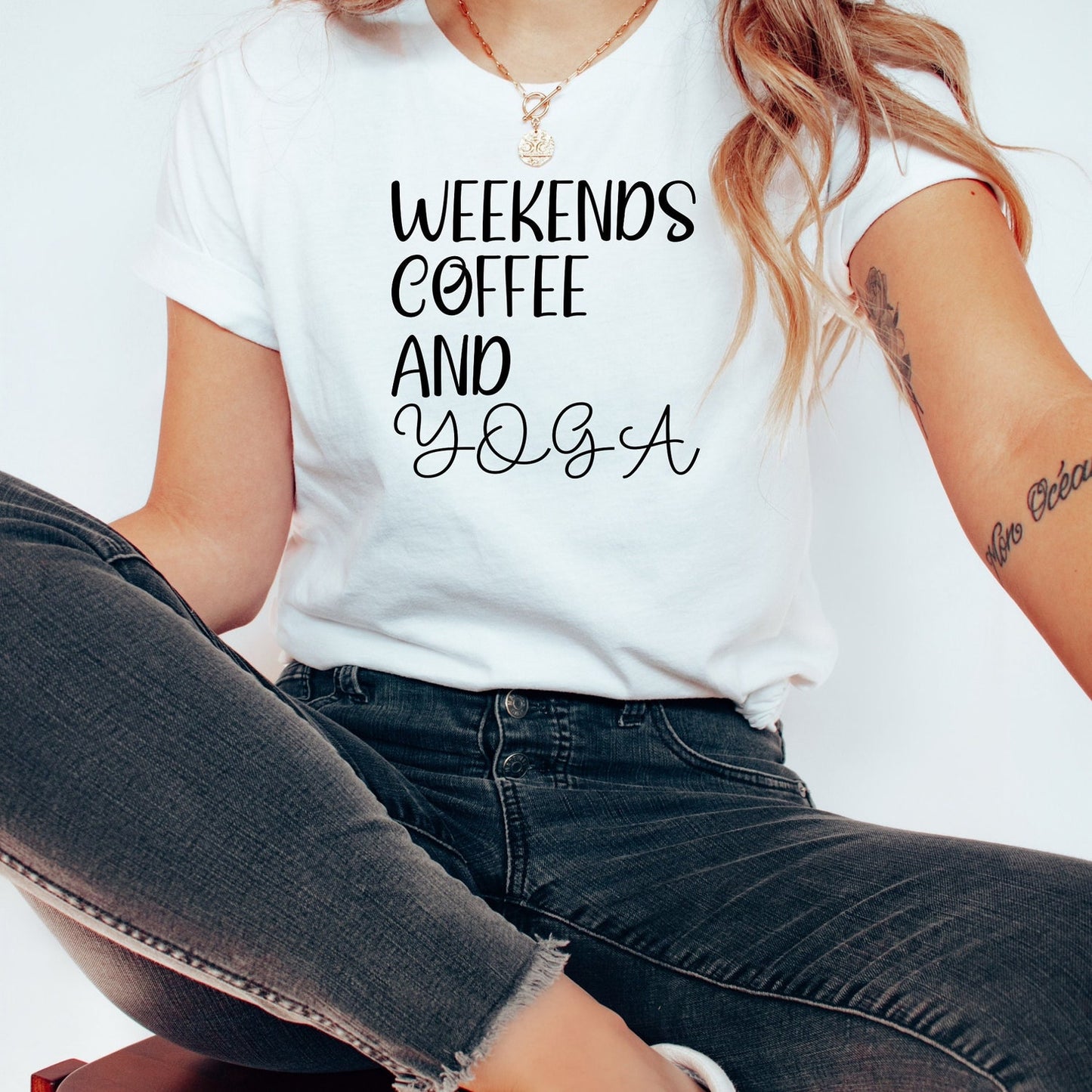 Weekends Coffee and Yoga T-Shirt | Yoga Lover Gift Tee