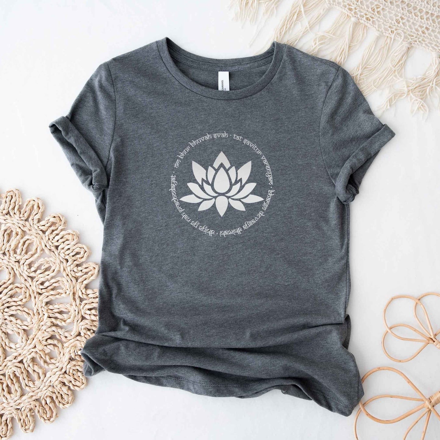 Gayatri Mantra Shirt With Lotus | Meditative Yoga Clothes Tee