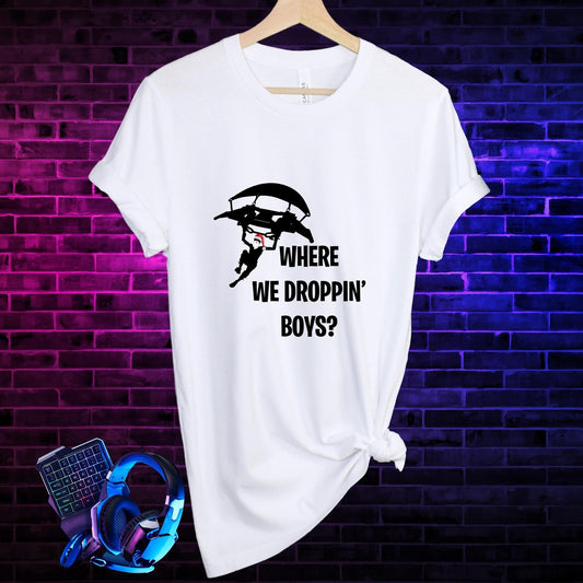 Where We Dropping Boys Gaming T-Shirt: Battle Royale Victory Tee