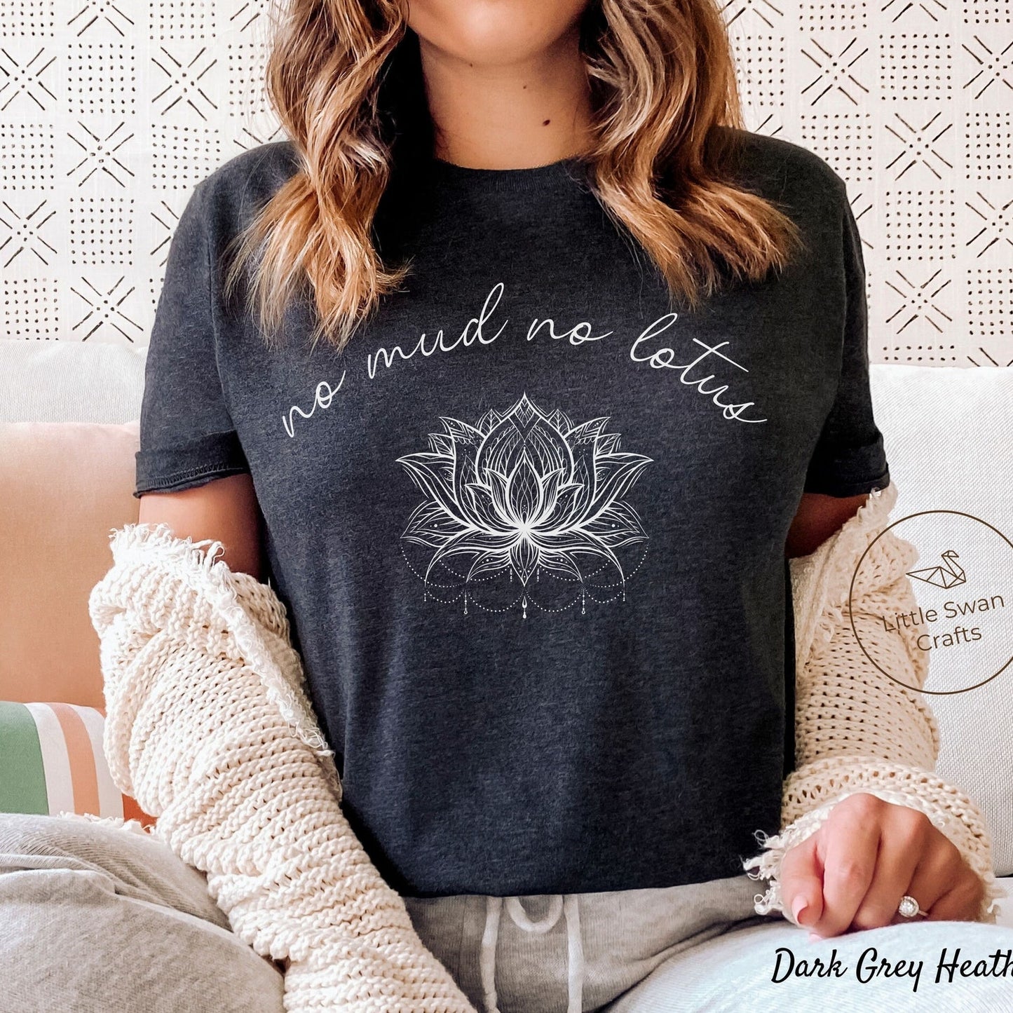 No Mud, No Lotus T-shirt: Unisex Zen Meditation Lotus Flower T-shirt Aesthetic Tee Gift
