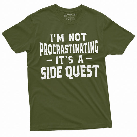 Men's Funny I am not procrastinating it's a side quest T-shirt Funny gaming humorous Birthday gift tee shirt