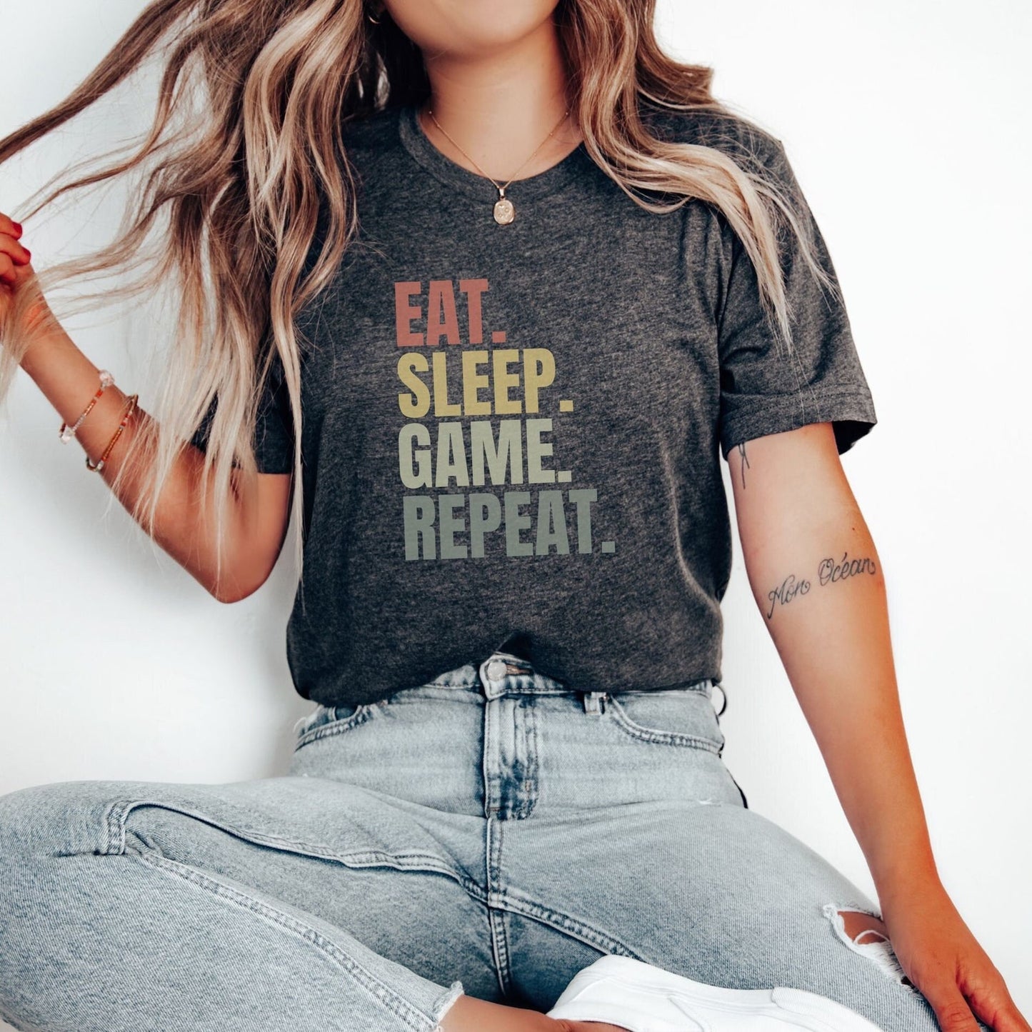 Eat Sleep Game Repeat T-Shirt | Funny Gamer Shirt | Sarcastic Video Game Shirt