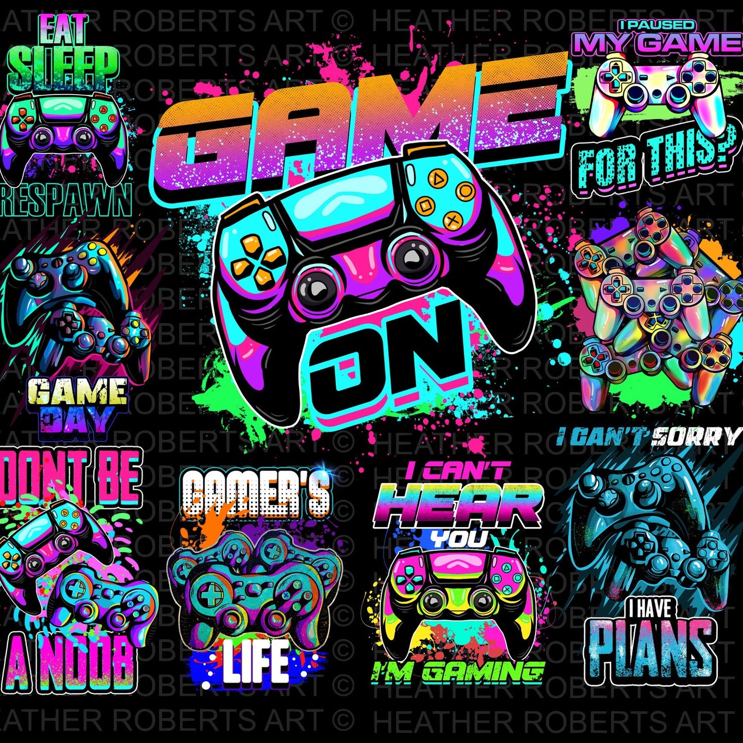 Gamer PNG Sublimation Bundle: Video Game Controller Designs (Digital Download)