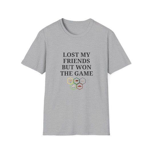 Lost My Friends But Won The Game T-Shirt | Funny Board Game Graphic Tee | Game Night Gift