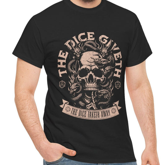 The Dice Giveth And The Dice Taketh Away D20 T-Shirt | D&D Shirt For Players | Gift For DM
