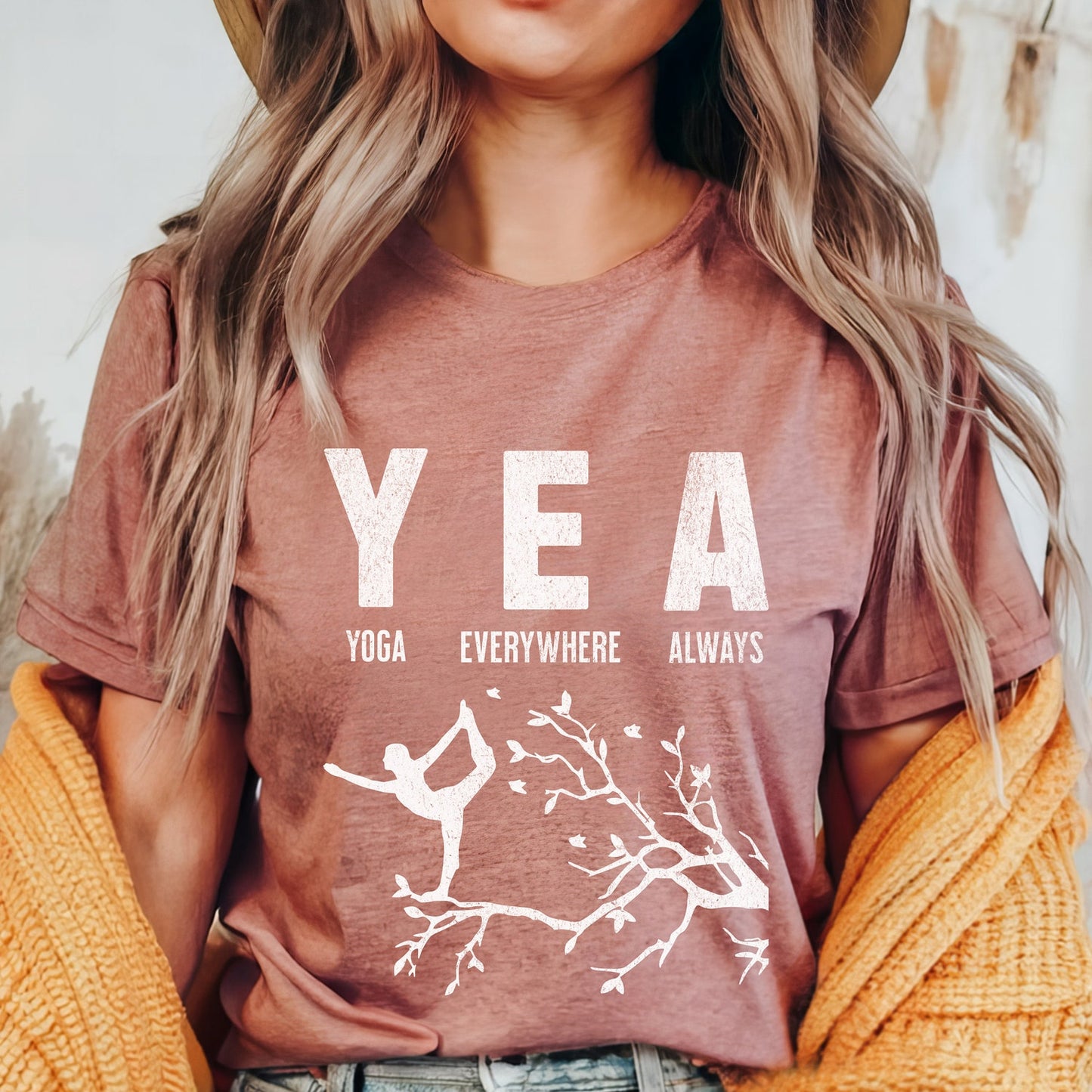 Funny Yoga Shirt, YEA Yoga Everywhere Always, Yoga on tree, yoga clothes, yoga tshirt, yoga lover shirt, motivational shirt, namaste