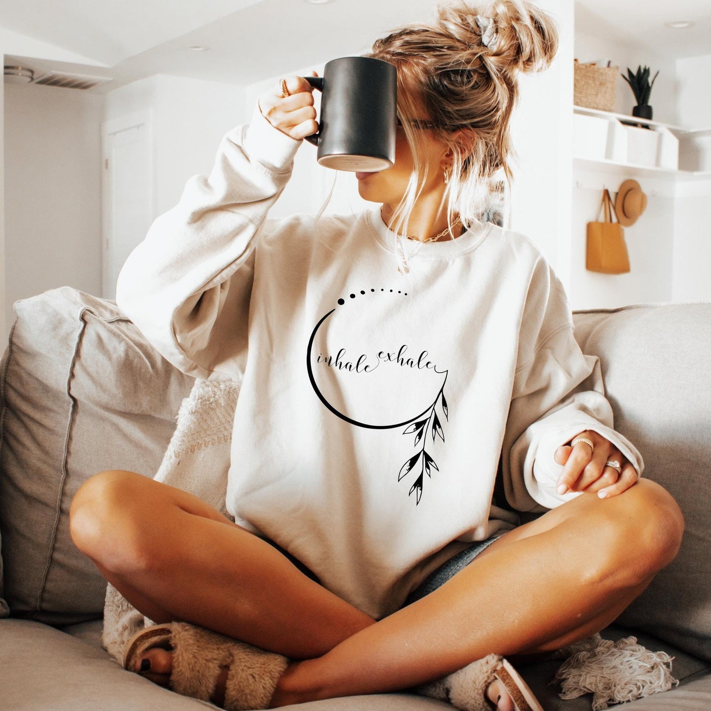 Inhale Exhale Sweatshirt: Motivational Hoodie, Aesthetic Mindfulness T Shirt Yoga Teacher Shirt Gift