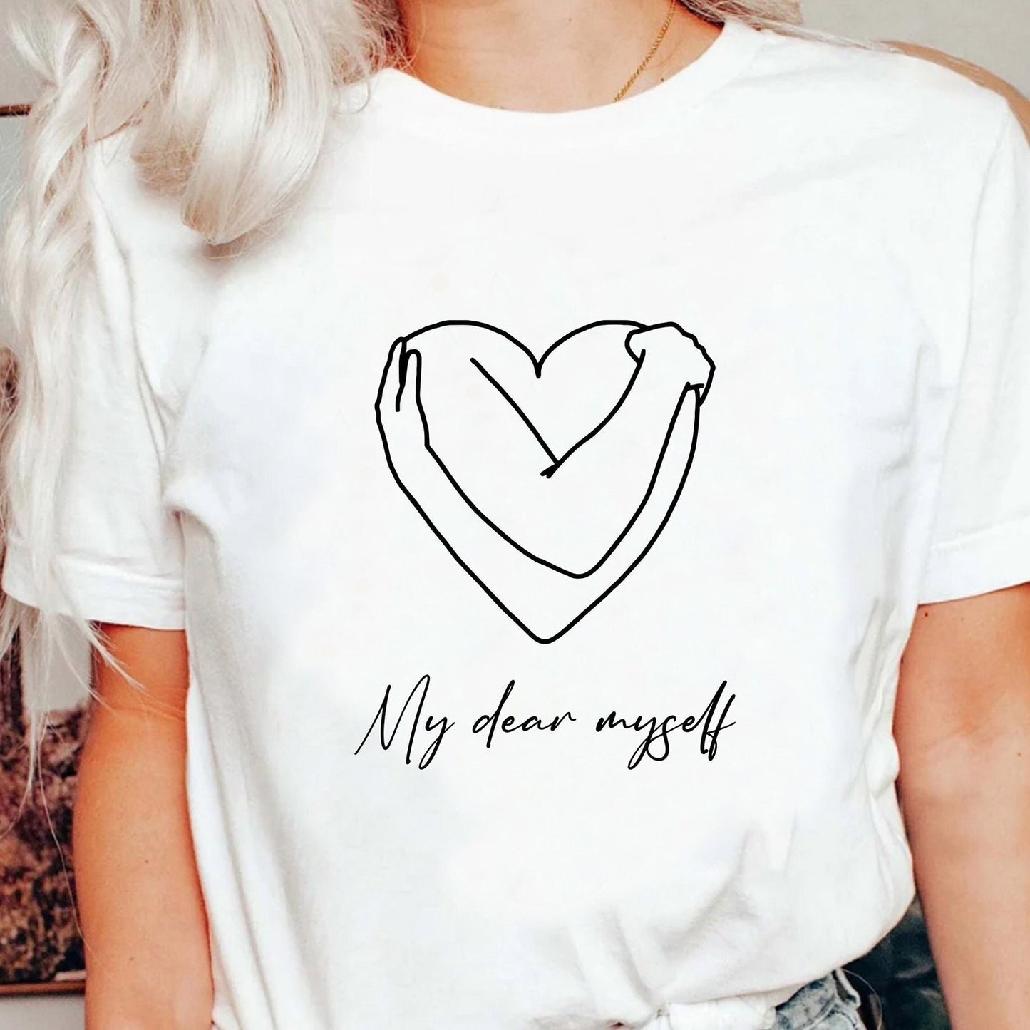 My Dear Myself Motivation Yoga Yogi T-Shirt | Positive Meditation Lover Workout Fitness Class Instructor Women Tee