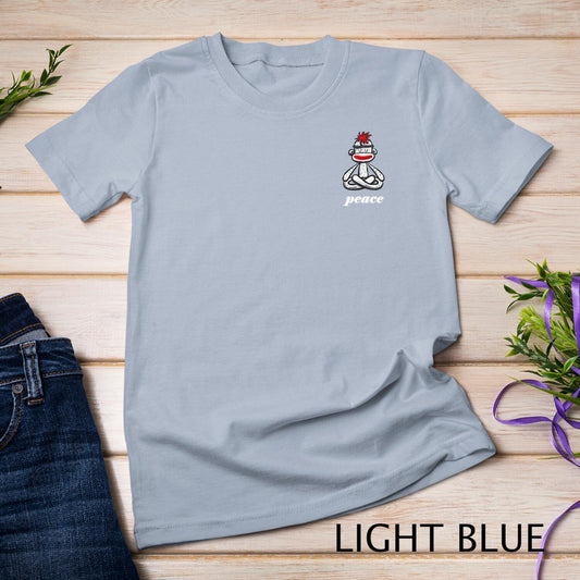 Sock Monkey Seated Lotus Yoga Pose Pocket Funny Mindfulness Gift T-Shirt Sweatshirt Tee