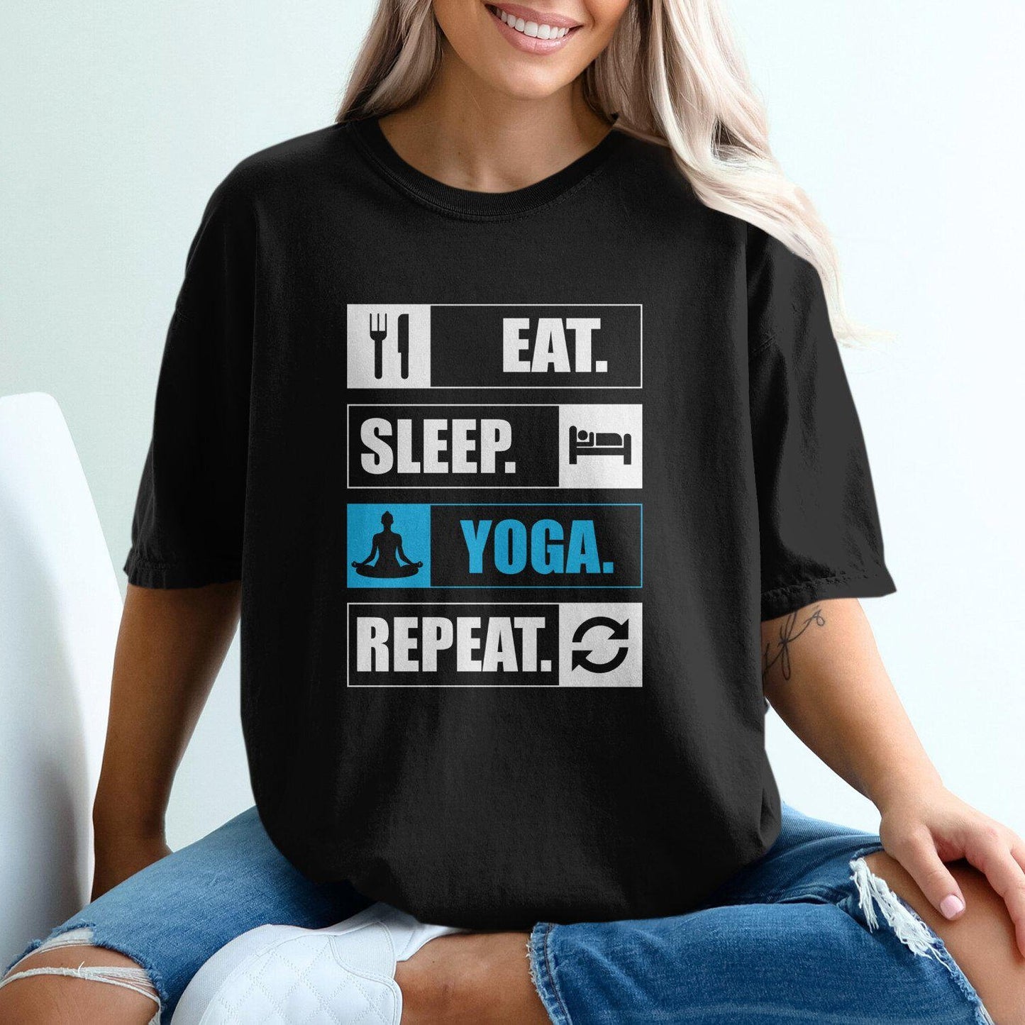 Eat Sleep Yoga Repeat Shirt: Funny Yoga Lover Gift Tee